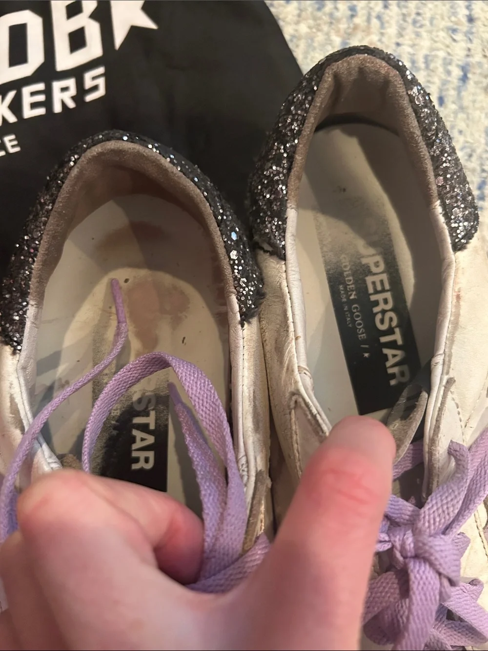Purple star golden goose superstar with black glitter - Picture 2 of 6